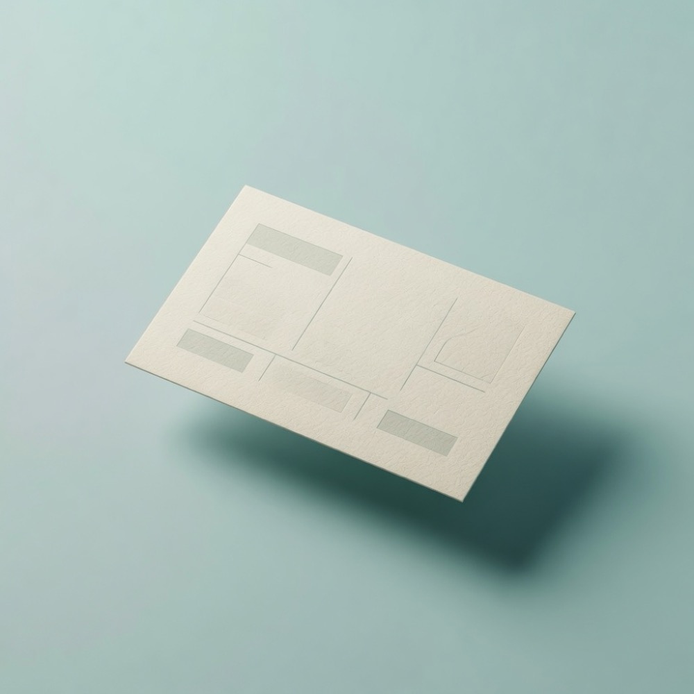 Cream business card hovering on a mint studio background